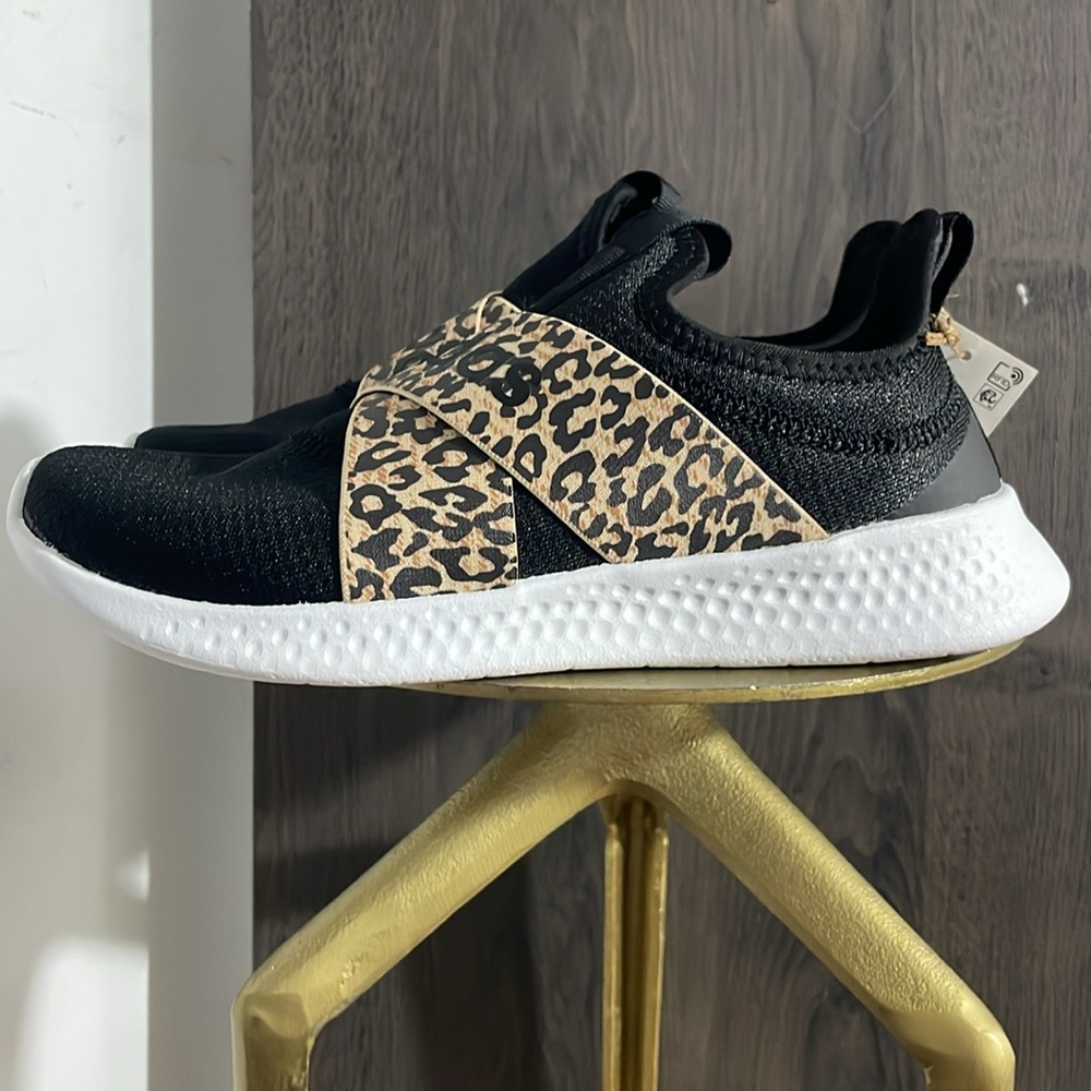 Adidas Women's Black and Leopard Slip-On Sneakers - Picture 6 of 7